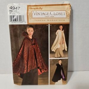 Simplicity 4947 Uncut Vintage Closet Cape Sewing Pattern Swing Flared Hood